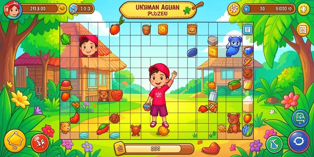Screenshot menunjukkan karakter utama yang siap berpetualang.